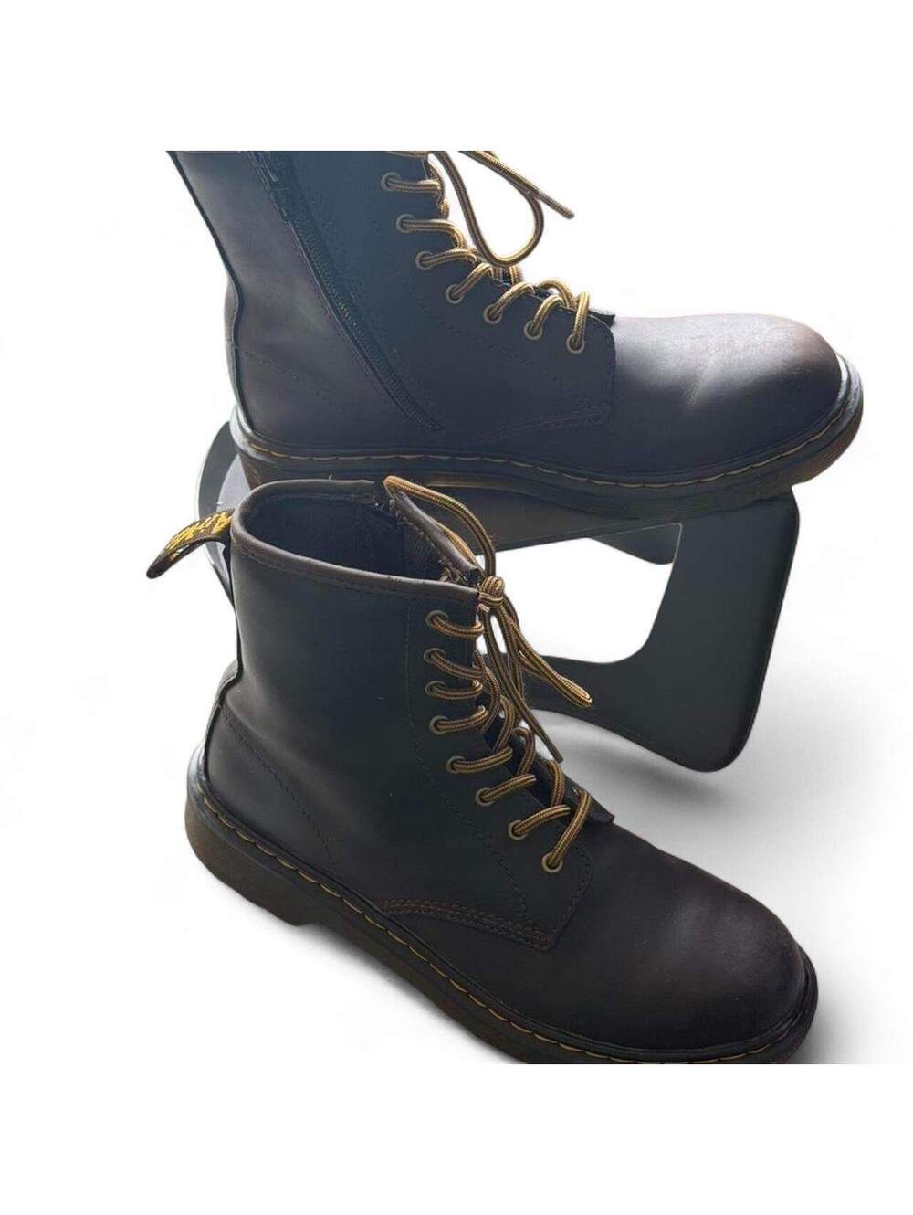Dr. Martens 1460 Y Black Leather Combat Boots Size 5 US